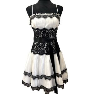 Elegant Black and White Lace Dress